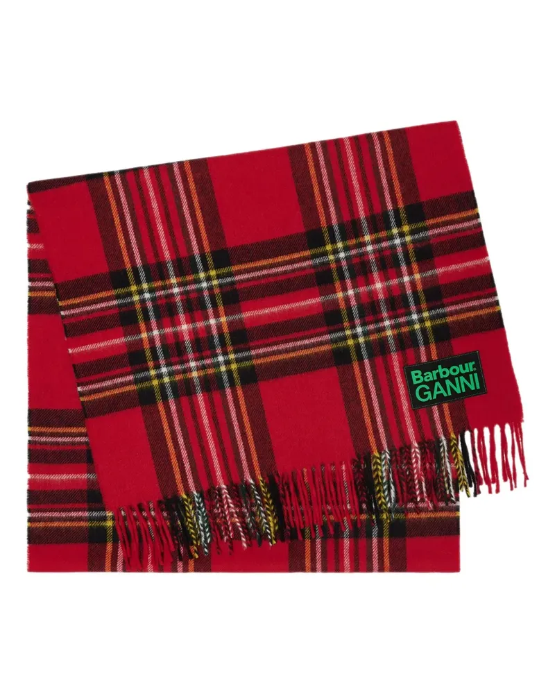 Ganni x Barbour Schal mit Schottenkaro - Rot Rot