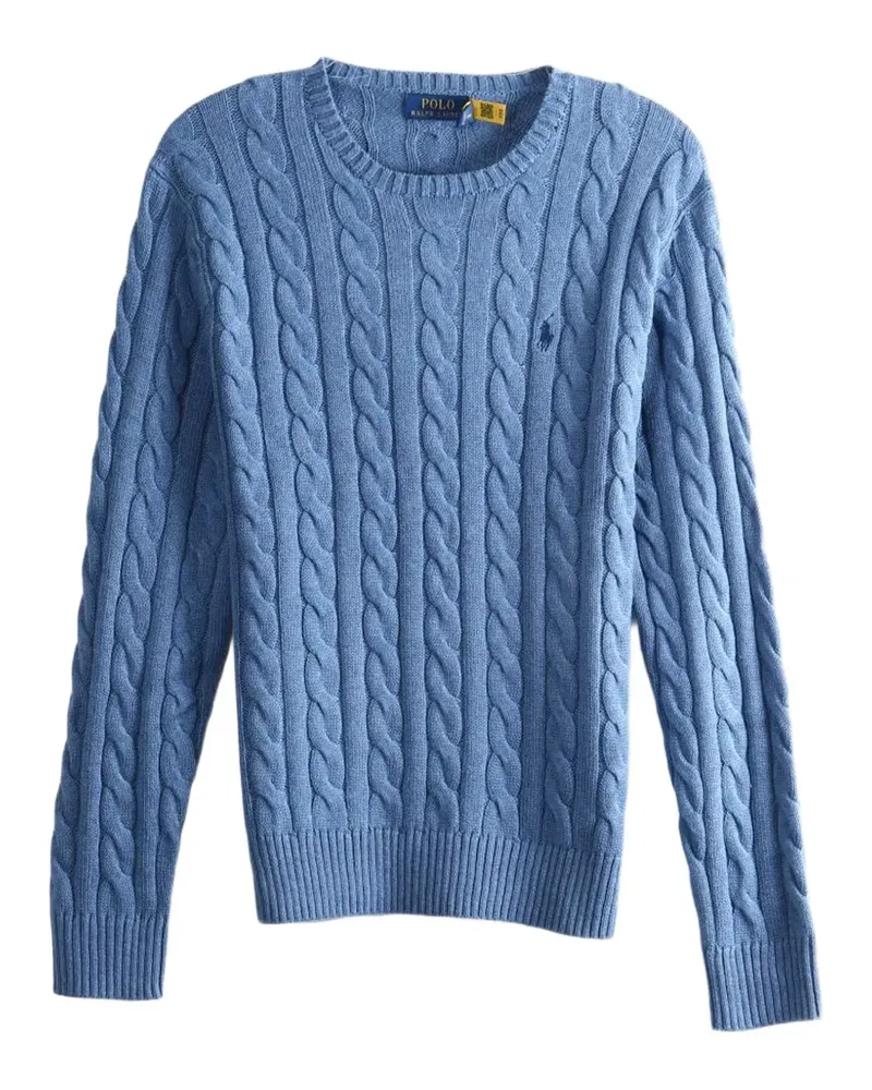 Ralph Lauren Bestickter Pullover mit Zopfmuster - Blau Blau