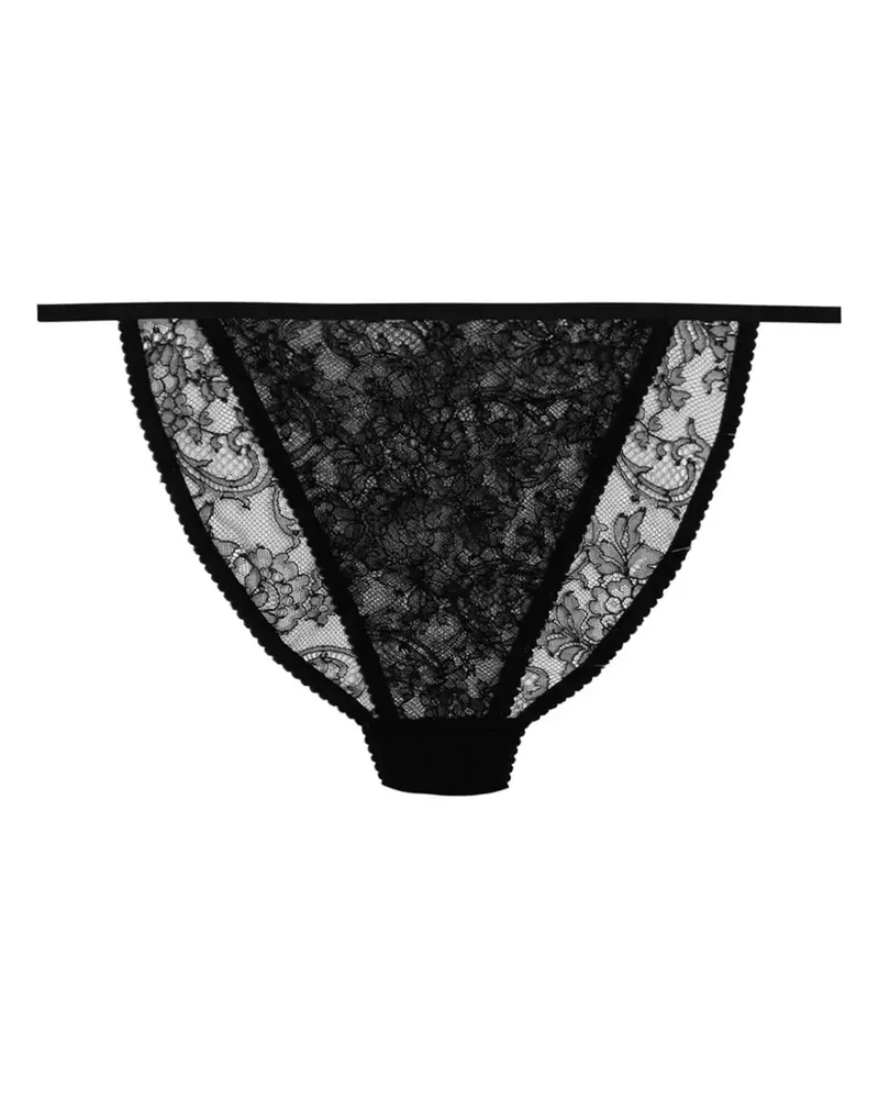 Dolce & Gabbana Tanga mit Spitzenbesatz - Schwarz Schwarz