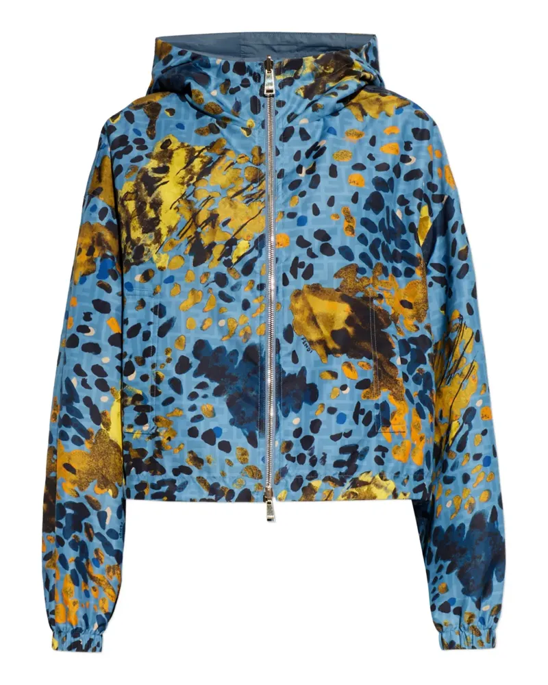Fendi Wendbare Jacke mit Logo-Patch - Blau Blau