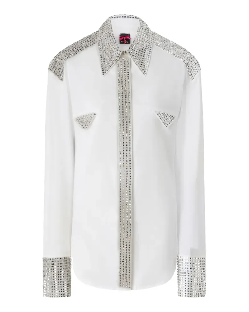 Pinko poplin shirt with strass embellishments - Weiß Weiß