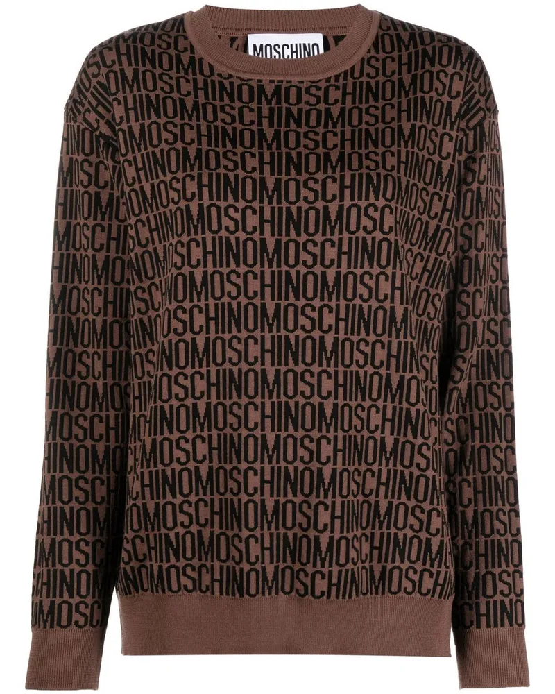 Moschino Sweatshirt mit Rundhalsausschnitt Braun