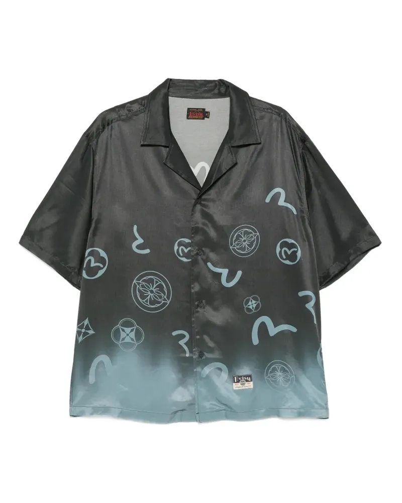 Evisu monogram-print ombré-effect shirt - Grau Grau