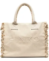 Pinko Strandtasche mit Logo-Stickerei Nude