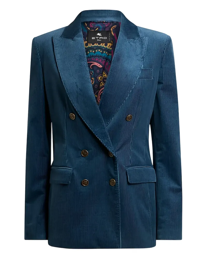 Etro double-breasted corduroy blazer - Blau Blau