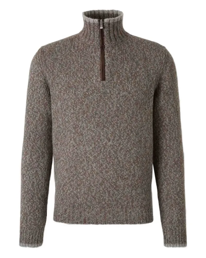 Fedeli half-zip ribbed organic-cotton sweater - Braun Braun