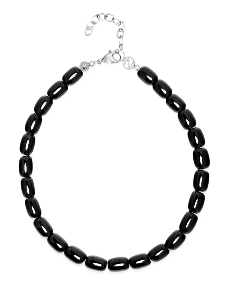 Nialaya beaded onyx necklace - Silber Silber