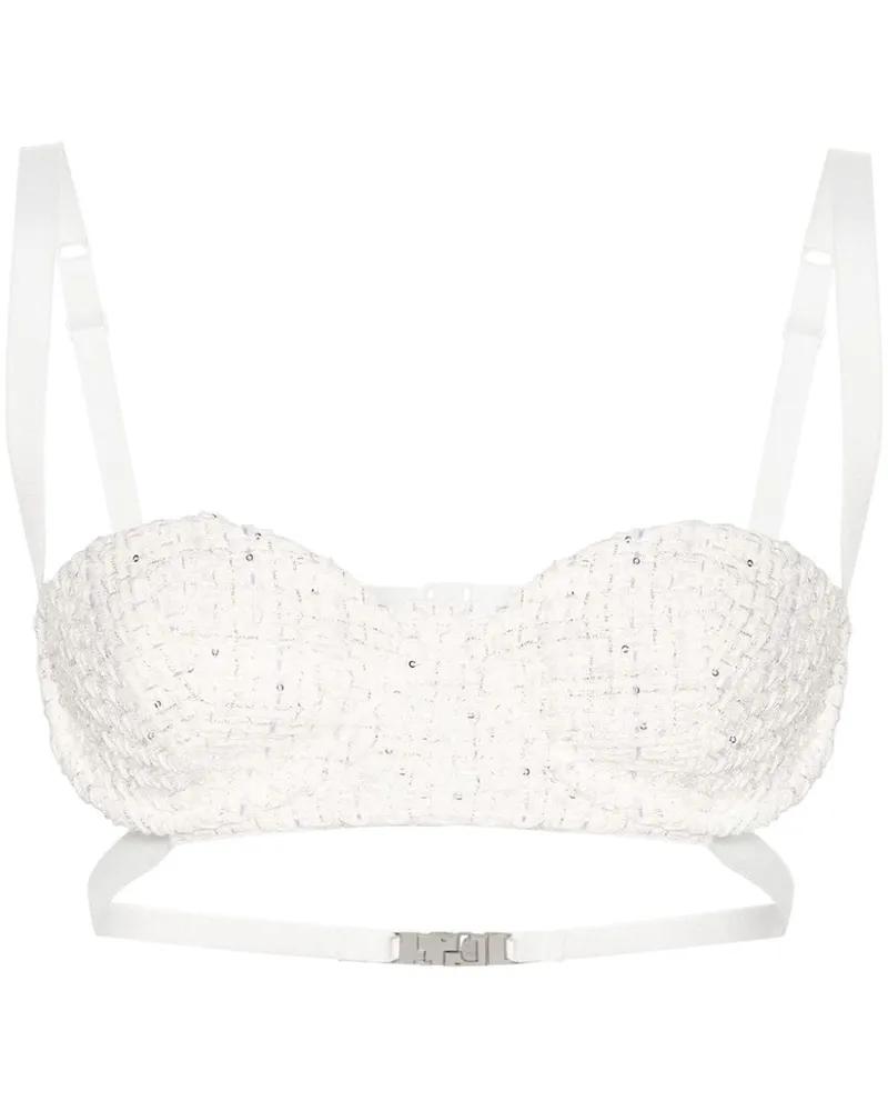GCDS Bralette mit Pailletten - Weiß Weiß