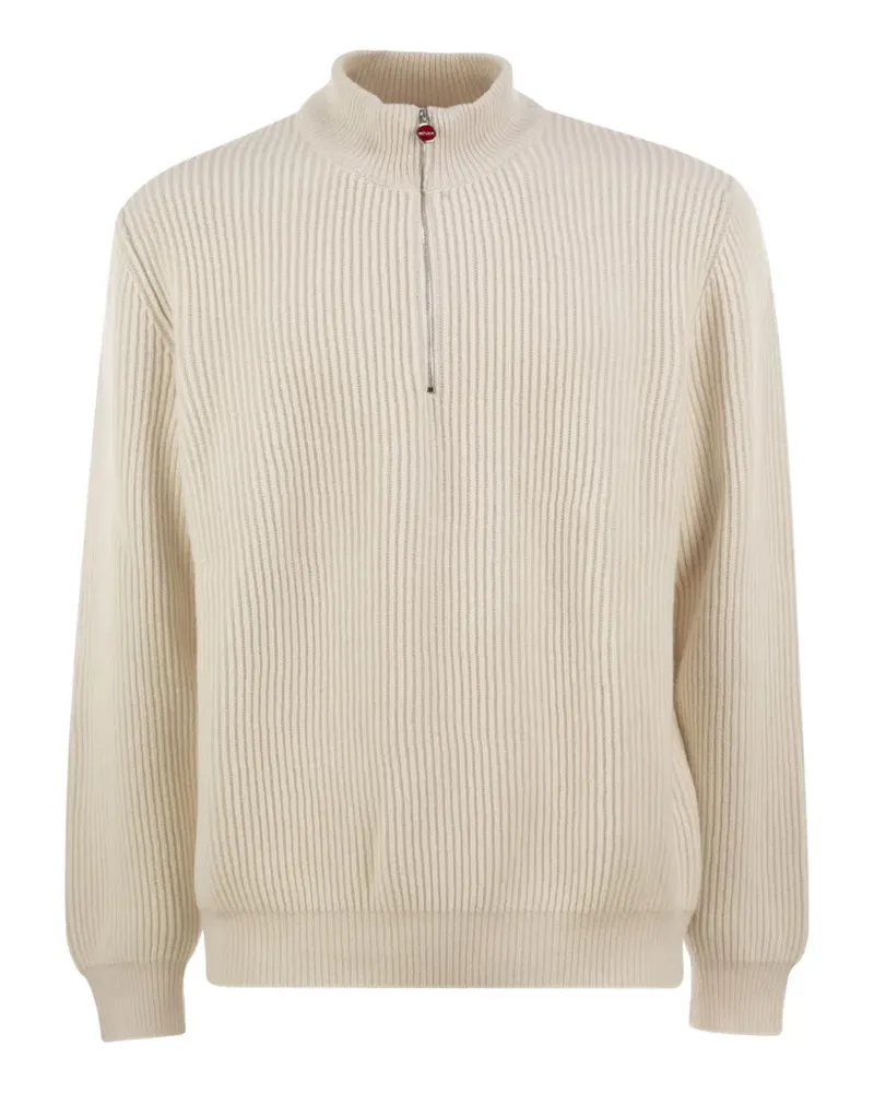Kiton Gerippter Pullover mit Reißverschluss - Nude Nude
