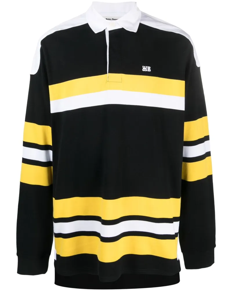 Wales Bonner Langärmeliges Poloshirt - Schwarz Schwarz