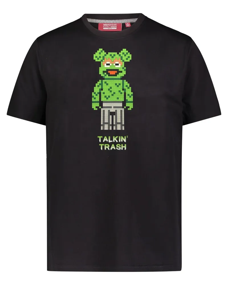 Mostly Heard Rarely Seen Talkin' Trash T-Shirt mit 8-Bit-Applikation - Schwarz Schwarz