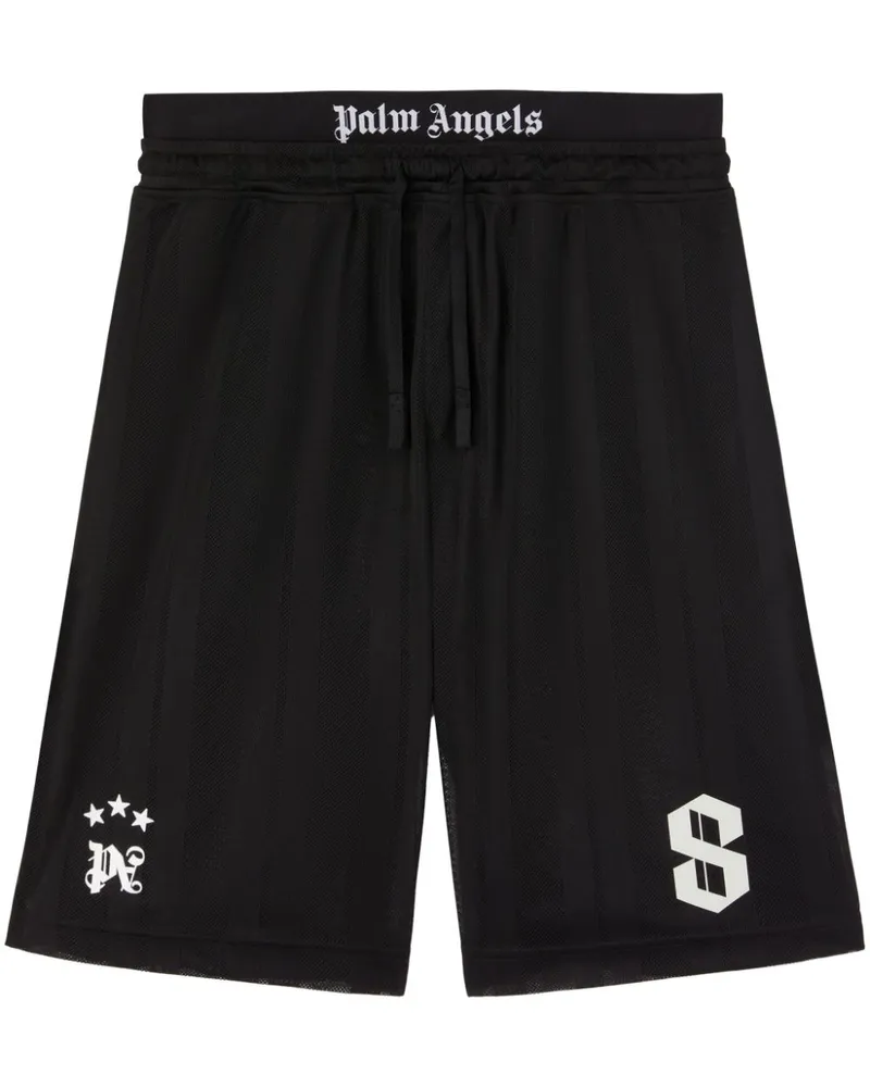 Palm Angels Mesh-Shorts mit Palmen - Schwarz Schwarz