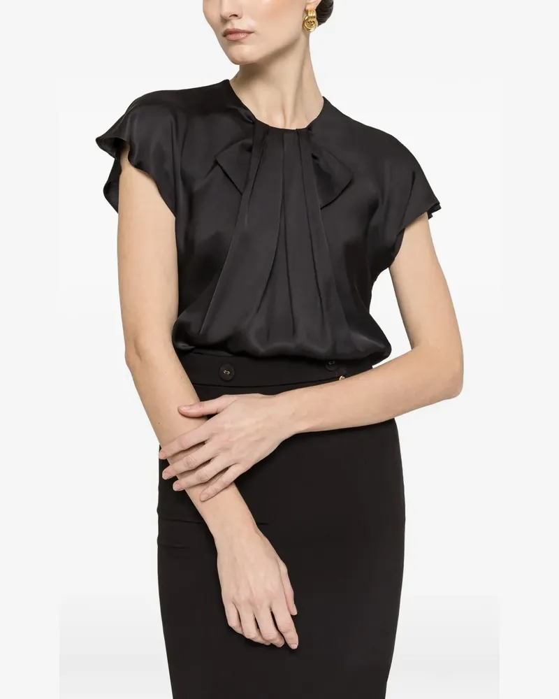 NISSA pleat detail top - Schwarz Schwarz