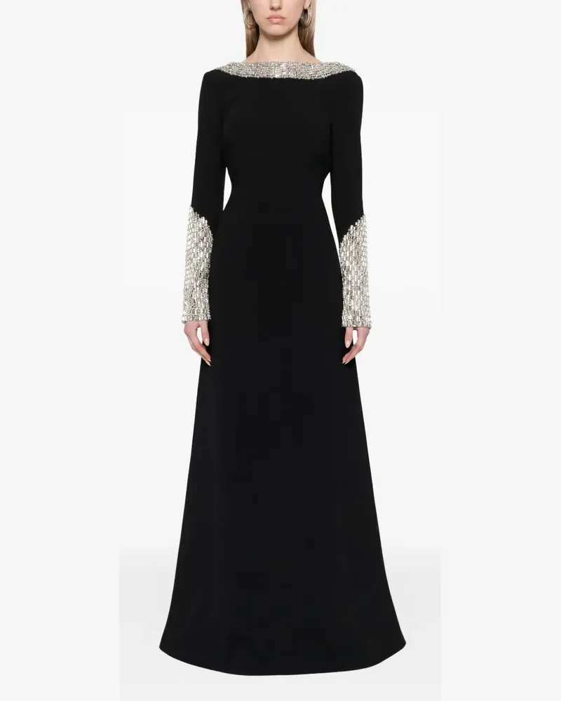 Dina Melwani crystal-embellished open-back gown - Schwarz Schwarz