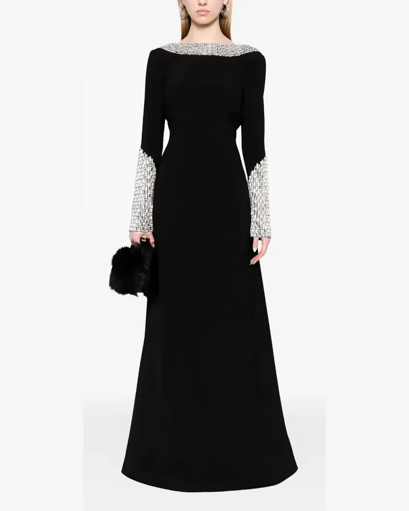 Dina Melwani crystal-embellished open-back maxi dress - Schwarz Schwarz