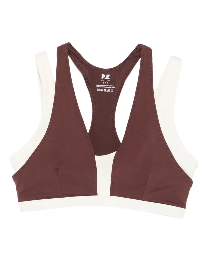 P.E. NATION Unity Sport-BH im Layering-Look - Braun Braun