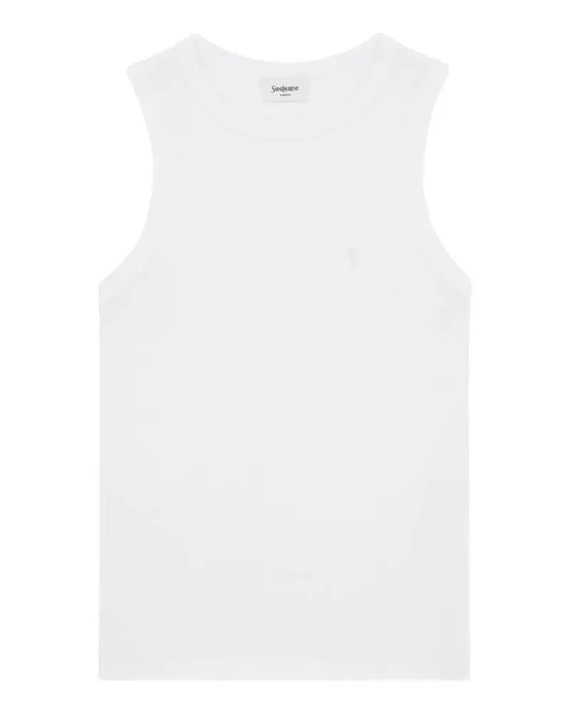 Saint Laurent Cassandre ribbed-knit tank top - Weiß Weiß
