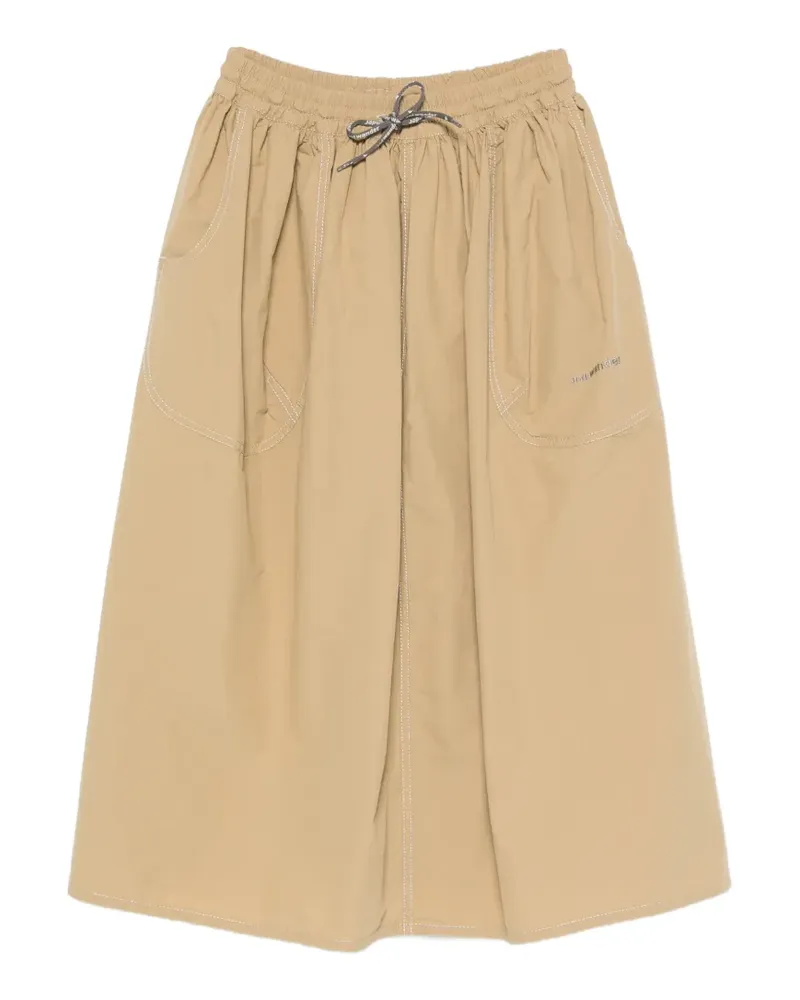 and wander Cordura drawstring-fastening midi skirt - Nude Nude