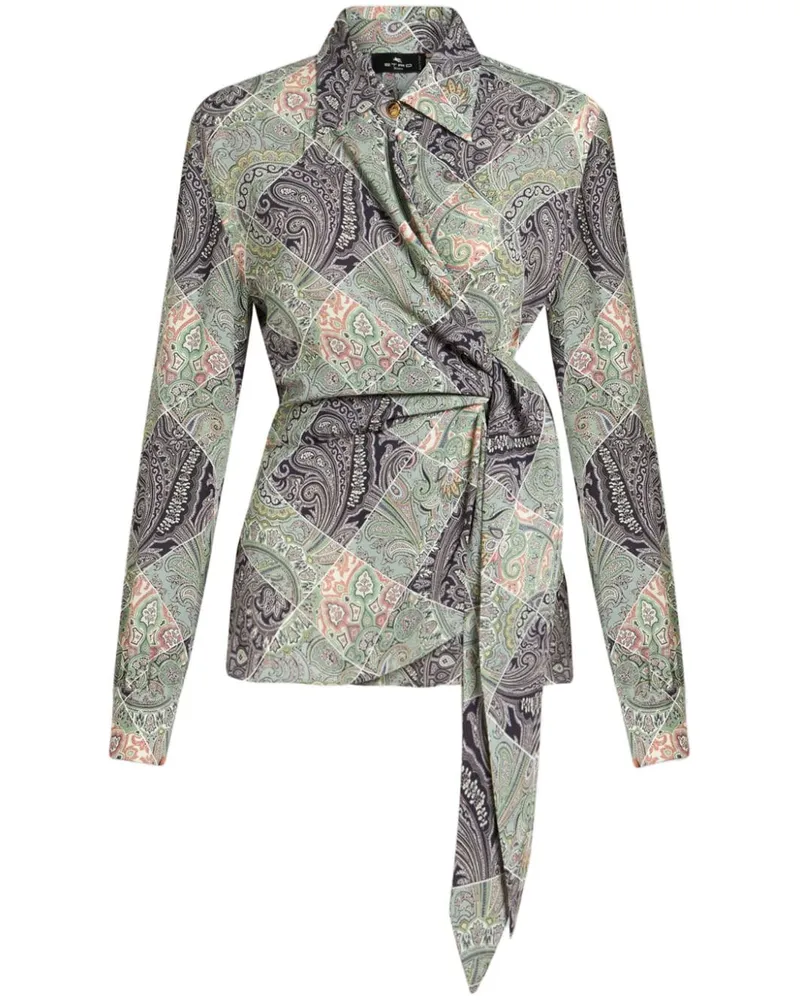Etro Gewickeltes Hemd im Patchwork-Style - Grün Grün