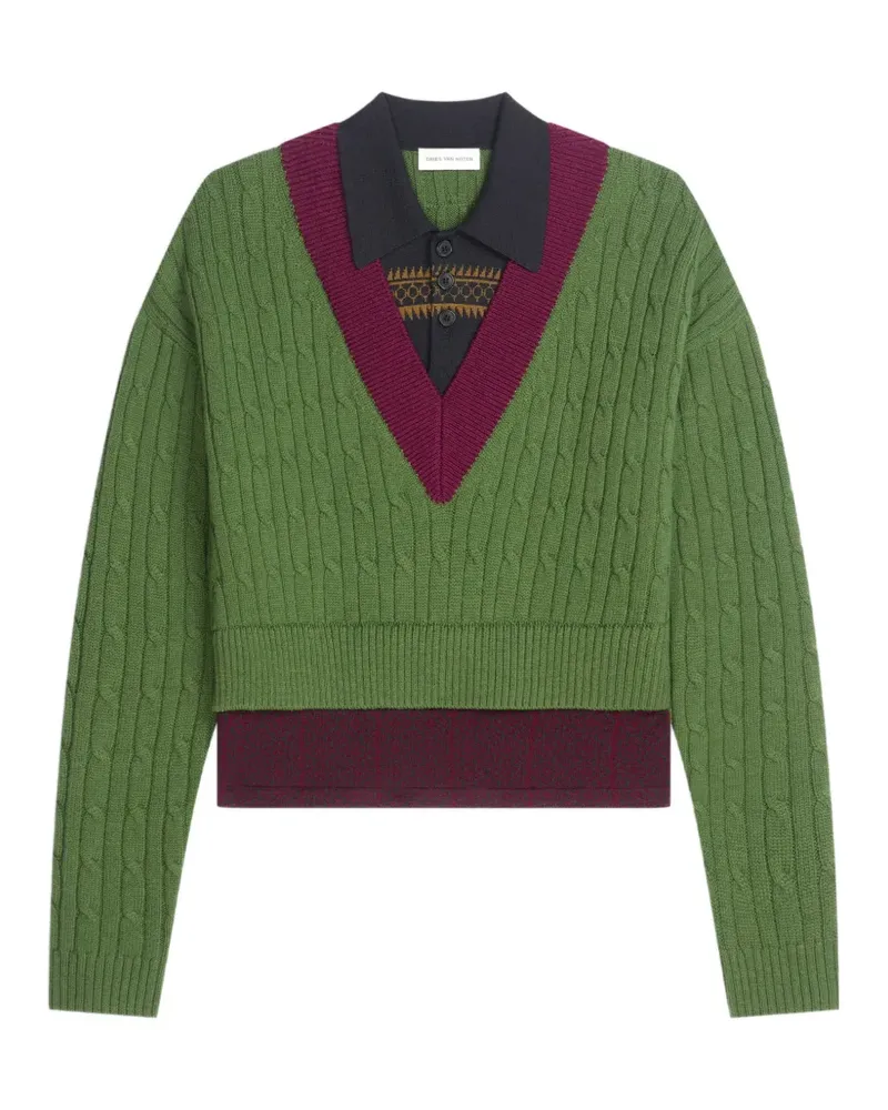 Dries van Noten Pullover im Layering-Look - Grün Grün