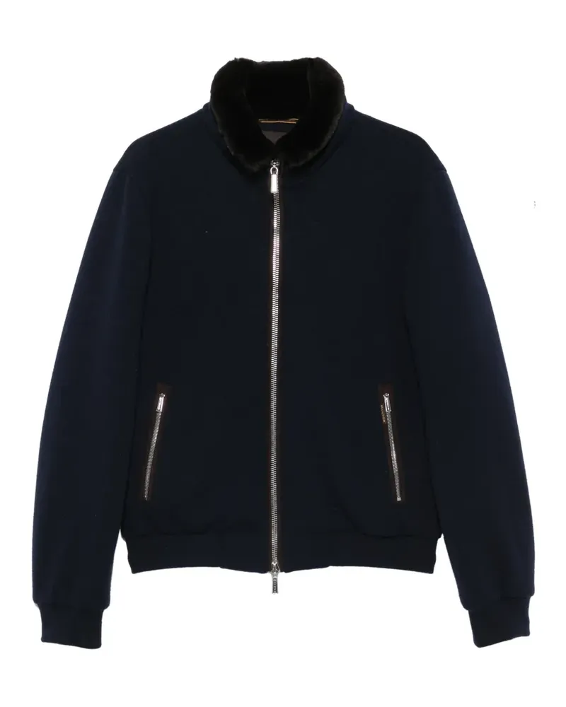 MOORER shearling-collar zip-up jacket - Blau Blau