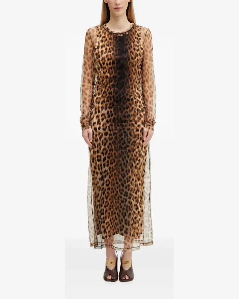SPORTMAX leopard-print long-sleeve maxi dress - Nude Nude