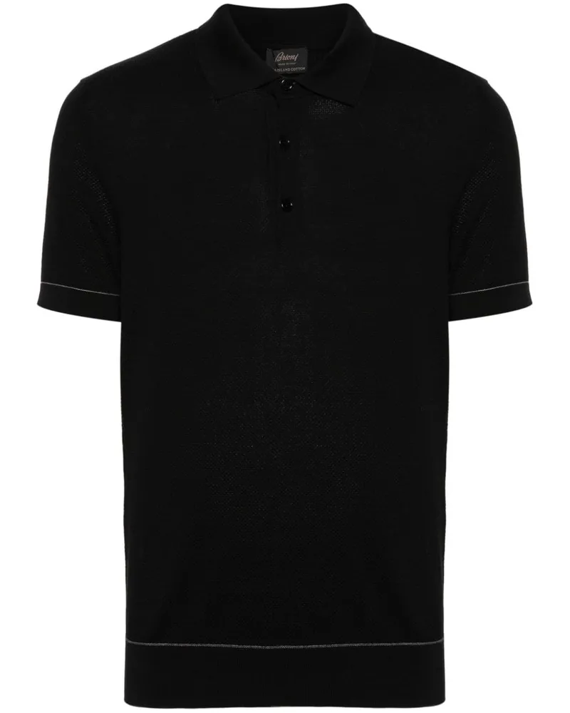 Brioni Poloshirt aus Pikee - Schwarz Schwarz