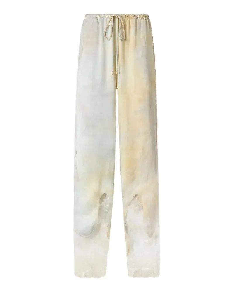 Pinko garment-dyed satin trousers with lace details - Nude Nude