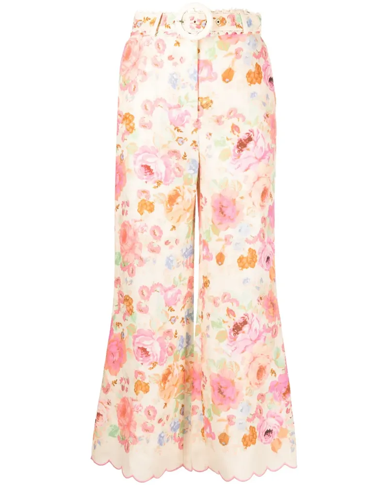Zimmermann Schlaghose mit Blumen-Print - Rosa Rosa
