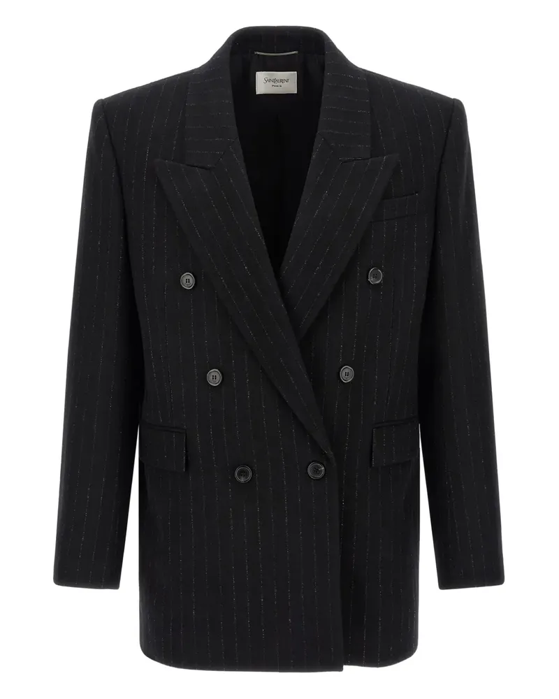 Saint Laurent Doppelreihiges Sakko mit Nadelstreifen - Schwarz Schwarz