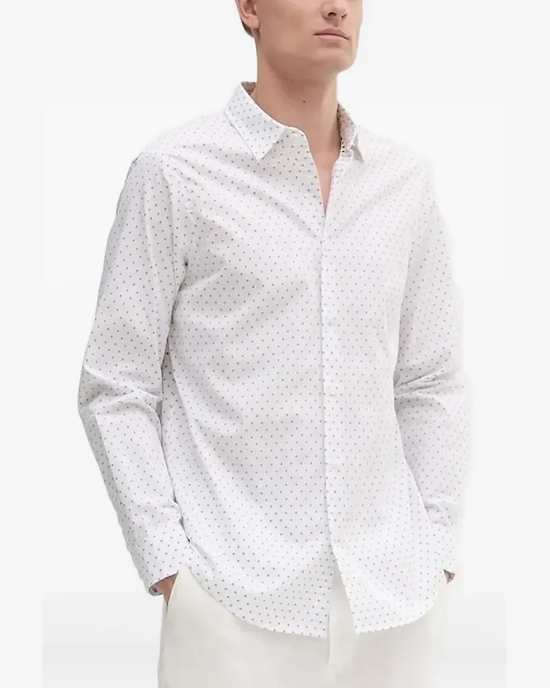 Armani Exchange Hemd mit Mikro-Punkte-Print - Weiß Weiß