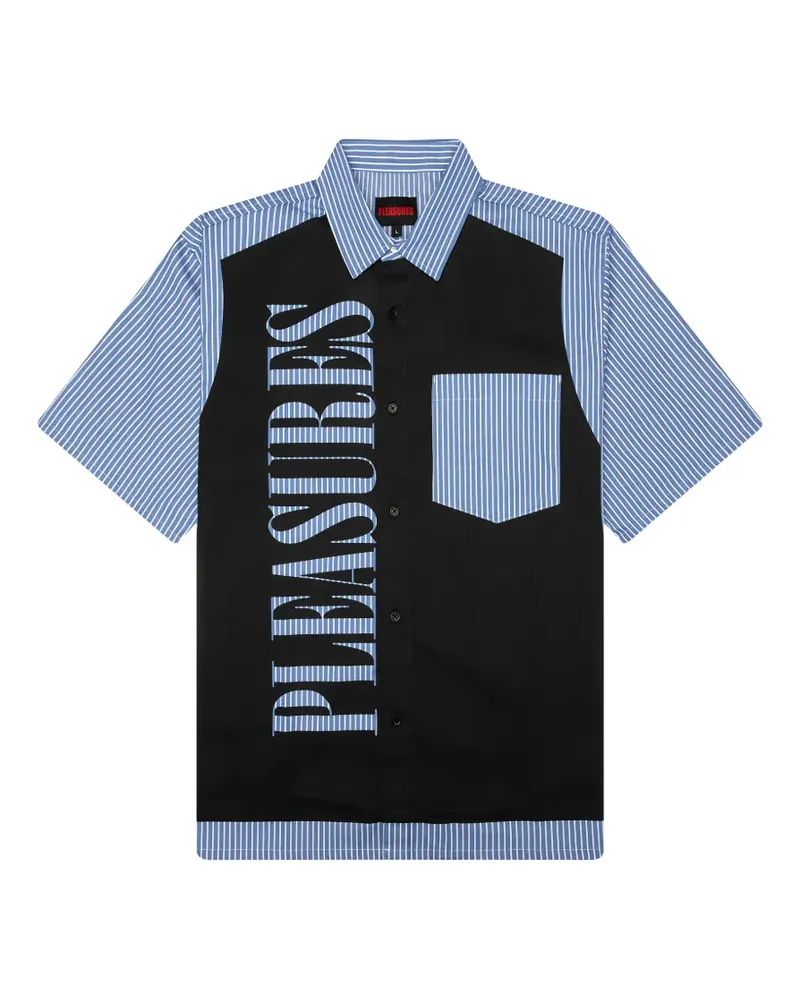PLEASURES Gestreiftes Hemd mit Logo-Print - Blau Blau