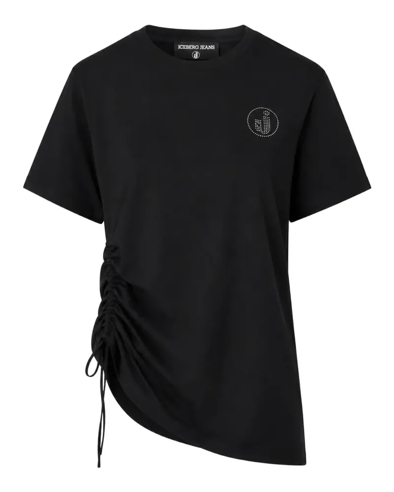 Iceberg ruched asymmetric logo T-shirt - Schwarz Schwarz