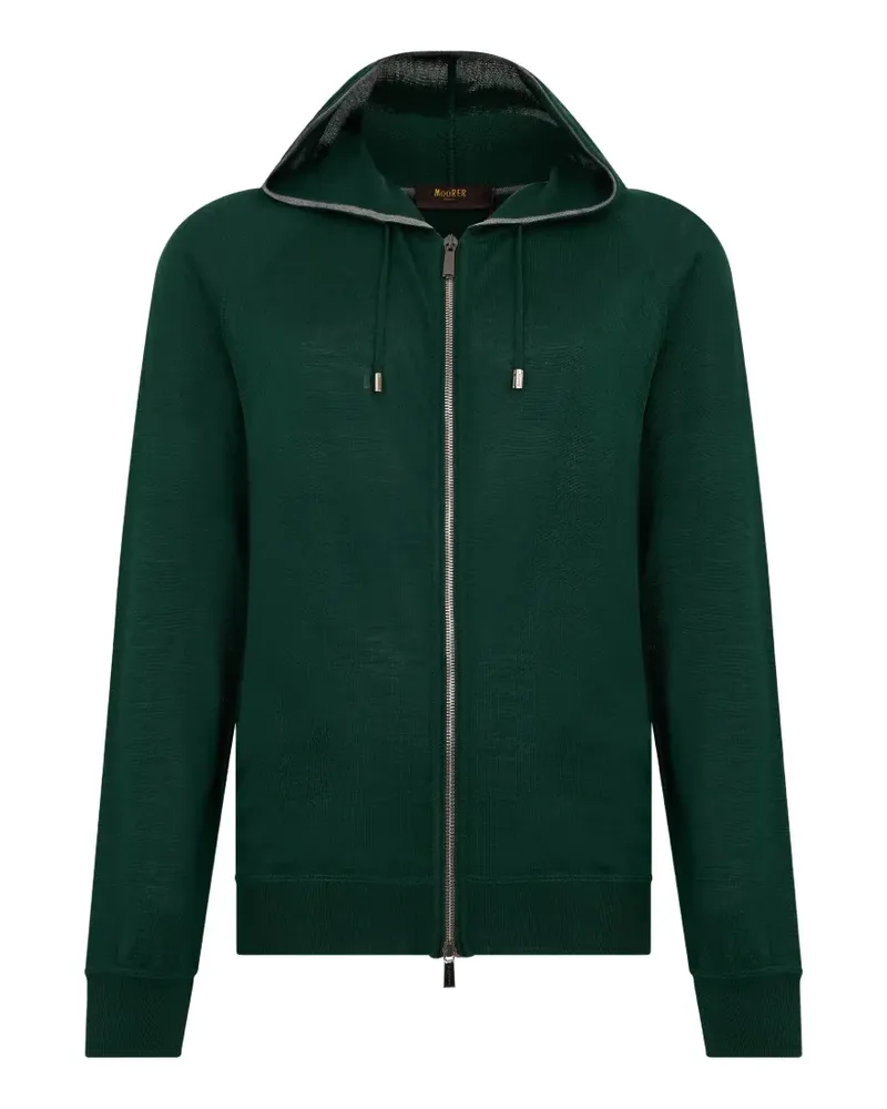 MOORER zip-up knit hoodie - Grün Grün
