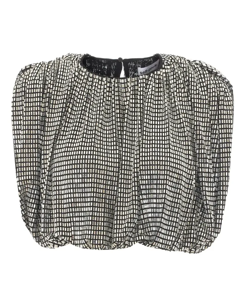 Self-Portrait silver rhinestone drape top - Metallic Metallic