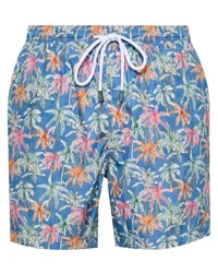 BARBA Badeshorts mit Palmen-Print Blau