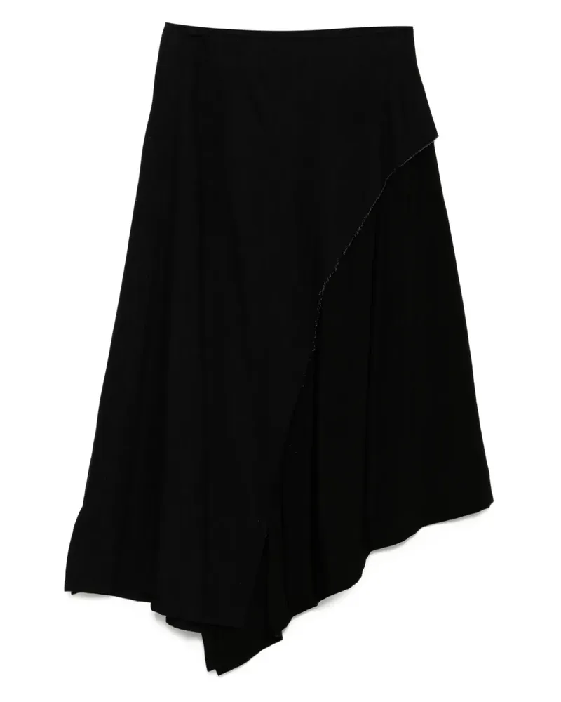 Yohji Yamamoto Ausgestellter Rock mit Jeanseinsätzen - Schwarz Schwarz