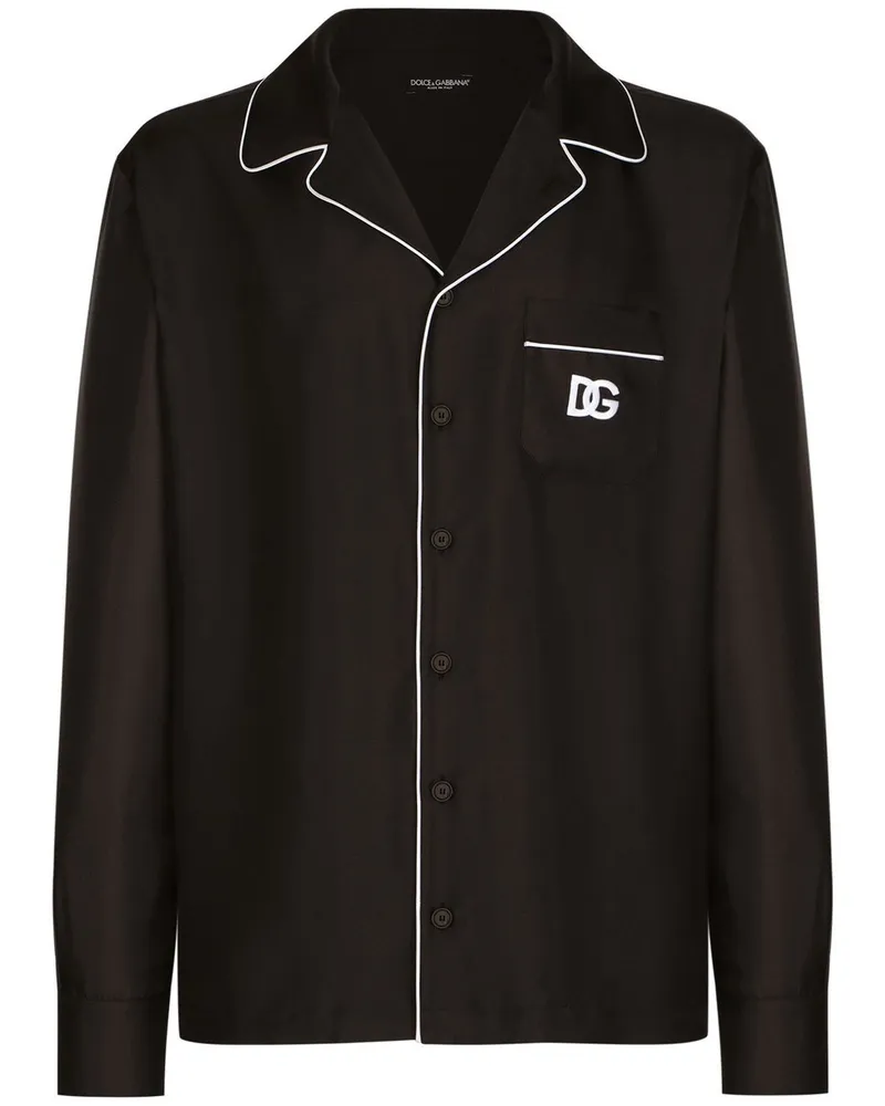 Dolce & Gabbana Pyjama-Oberteil mit Logo-Stickerei - Schwarz Schwarz