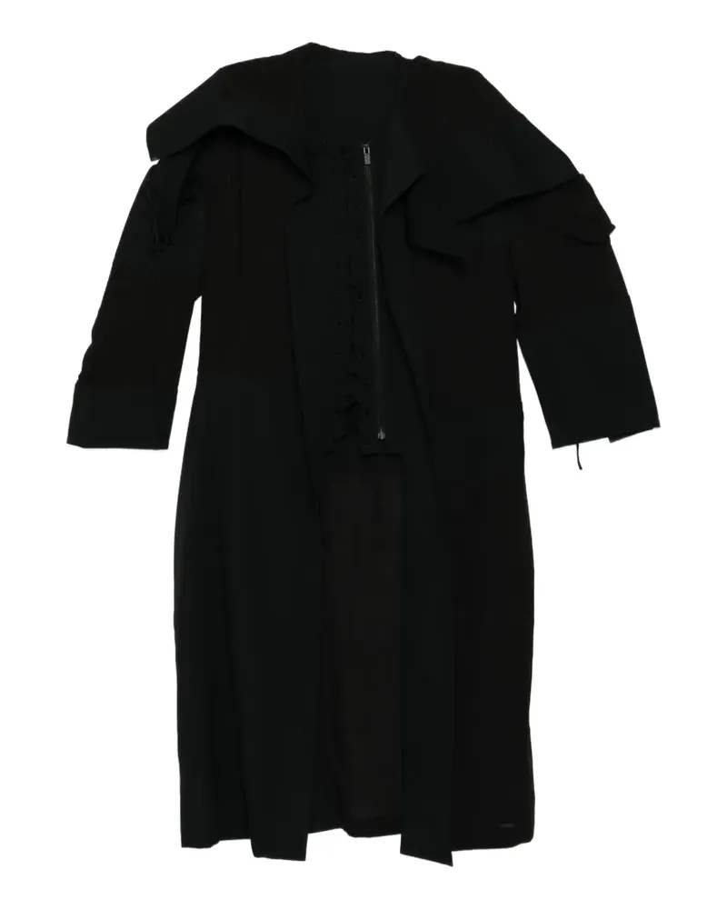 Yohji Yamamoto Mantel mit Schnürung - Schwarz Schwarz