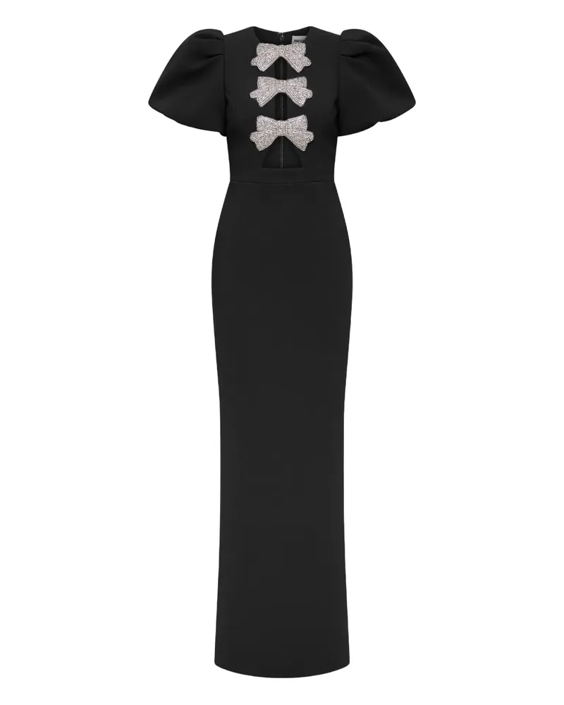 Rebecca Vallance Puffärmel-Maxikleid mit Schleifendetail - Schwarz Schwarz