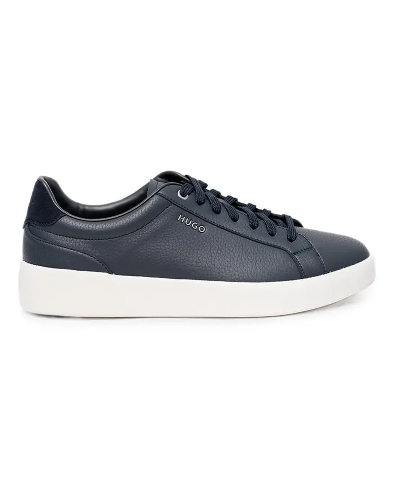 HUGO BOSS logo-plaque grained-leather sneakers - Blau Blau