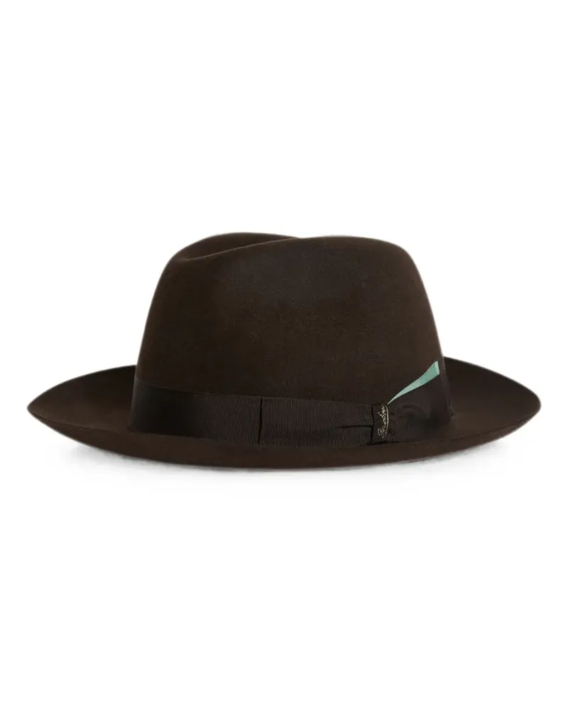 Pal Zileri x Borsalino Federico grosgrain-trim fedora hat - Braun Braun