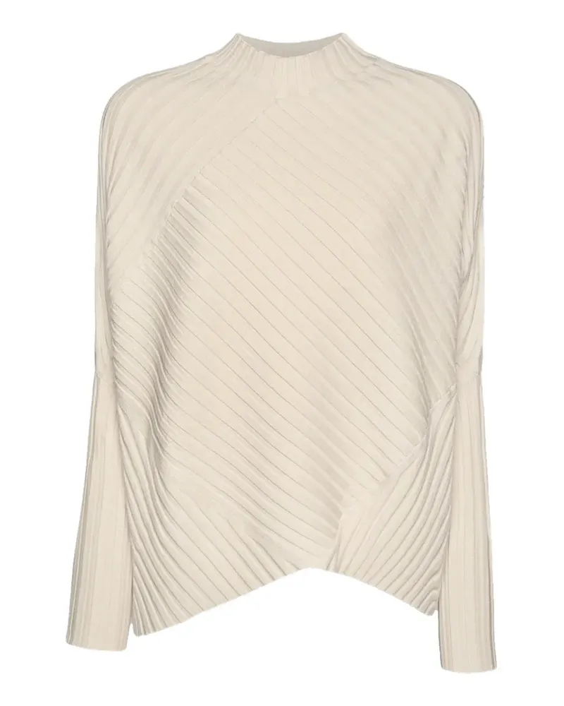 Elena Mirò ribbed-knit asymmetric-hem sweater - Nude Nude