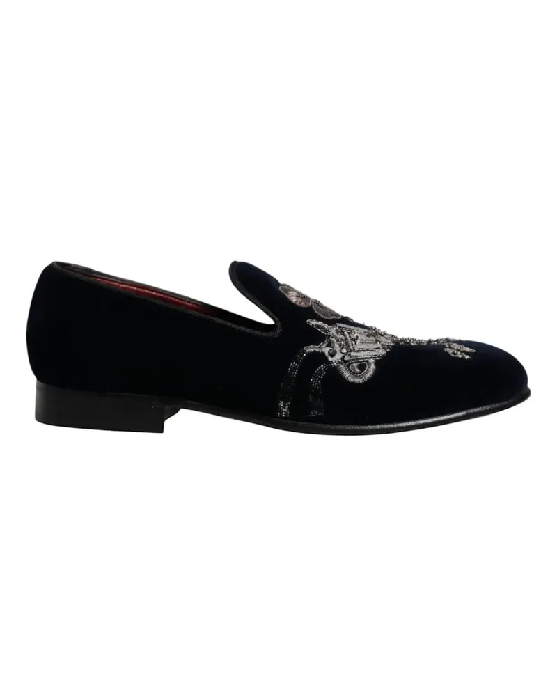 Dolce & Gabbana Bestickte Loafer aus Samt - Schwarz Schwarz