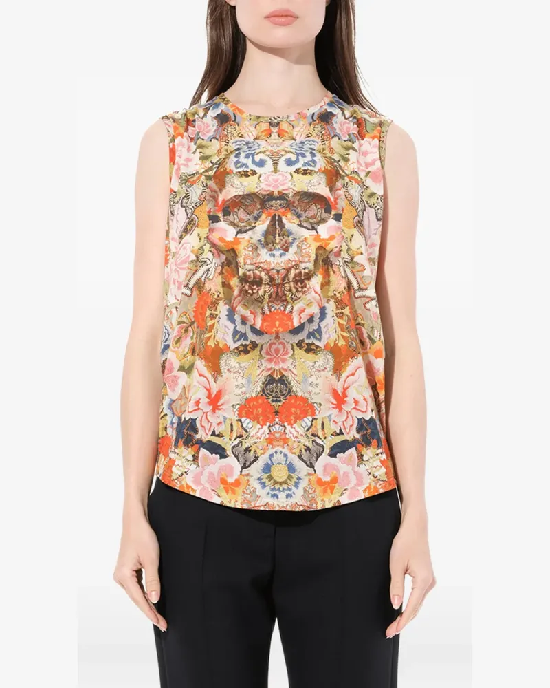 Alexander McQueen floral skull vest - Orange Orange