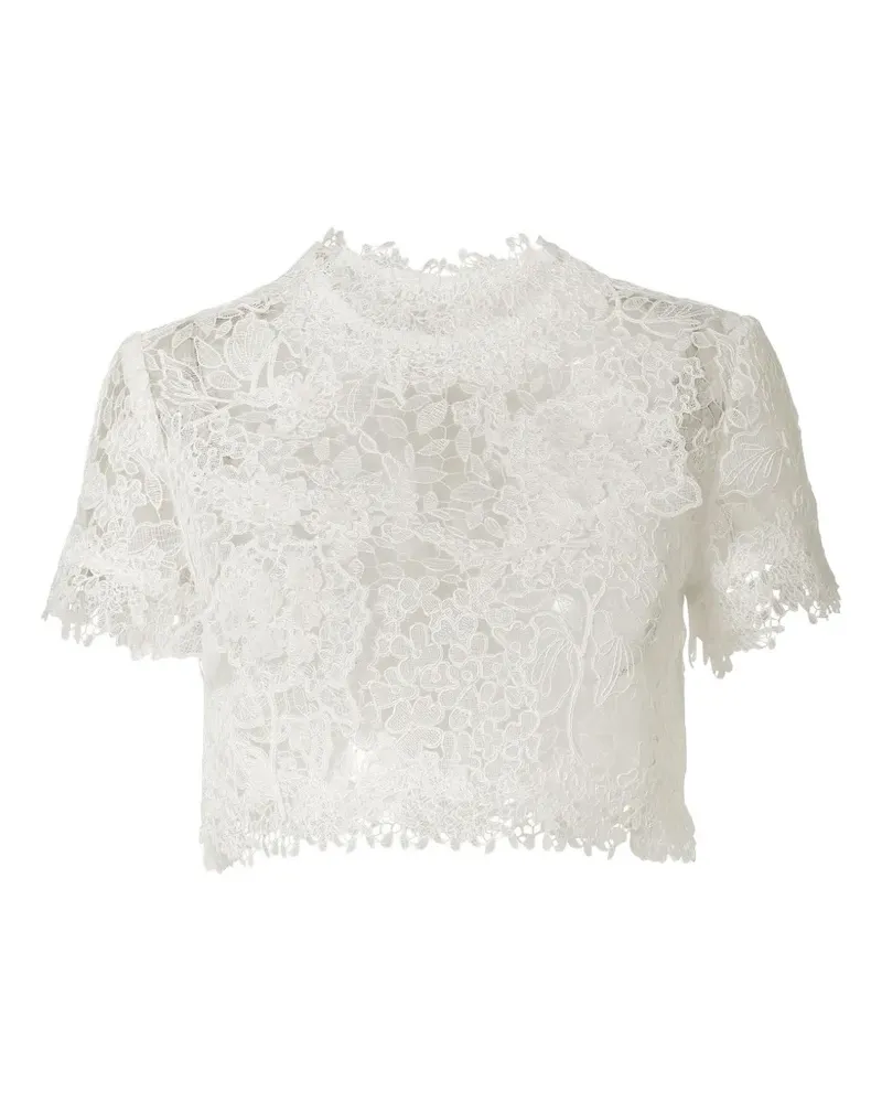 Carolina Herrera New York Cropped-Top mit Hortensien-Spitze - Weiß Weiß