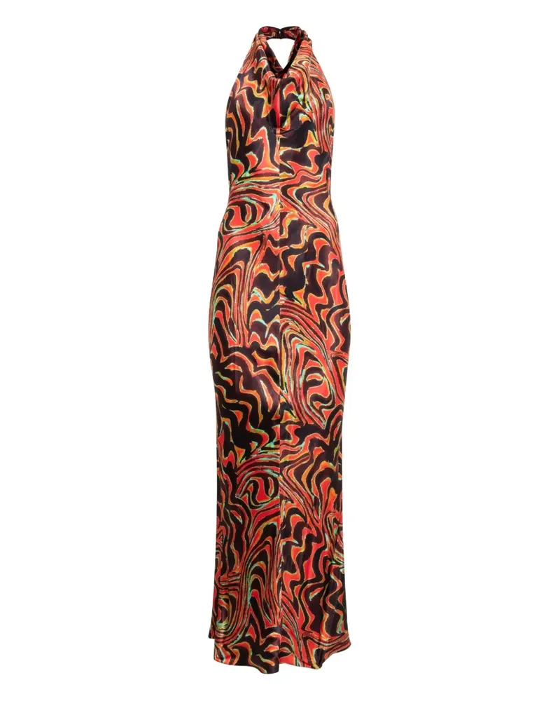 Christopher John Rogers Neckholder-Abendkleid mit Wasserfallausschnitt - Schwarz Schwarz
