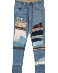 Greg Lauren Halbhohe Tapered-Jeans Blau