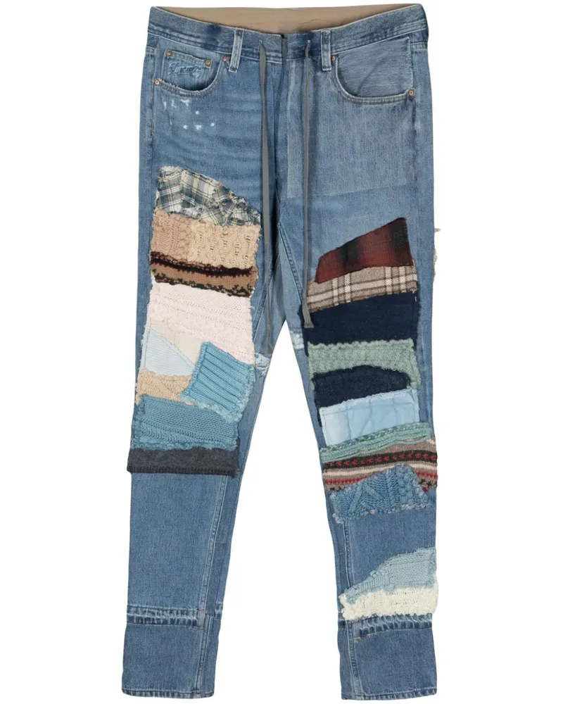 Greg Lauren Halbhohe Tapered-Jeans Blau