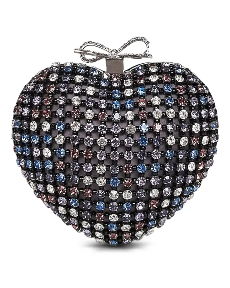 Self-Portrait crystal-embellished heart-shape mini bag - Schwarz Schwarz